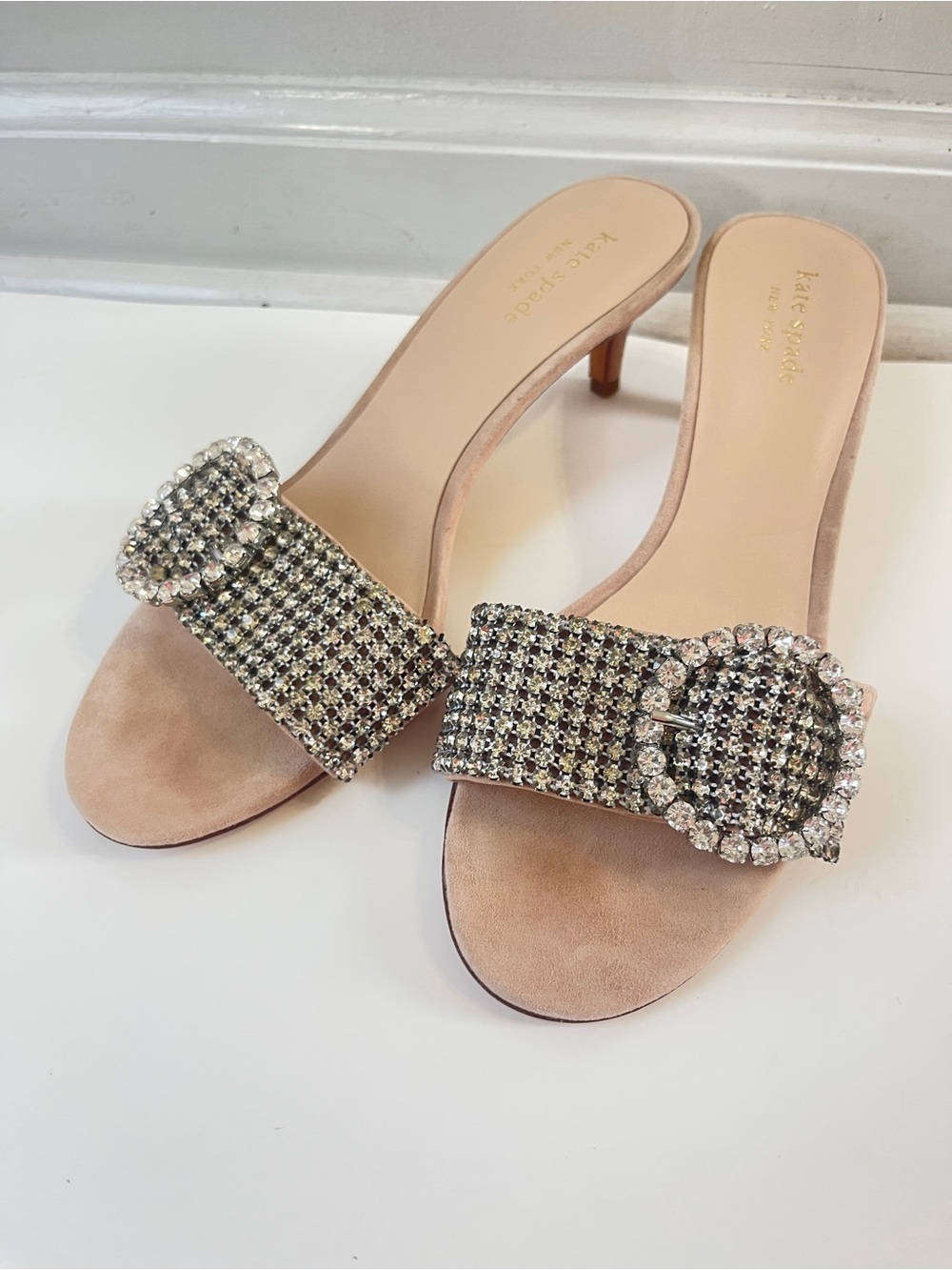 Kate Spade Seville Rhinestone and Pink Blush Mules Size 7.5 Formal Wedding - Picture 2 of 6